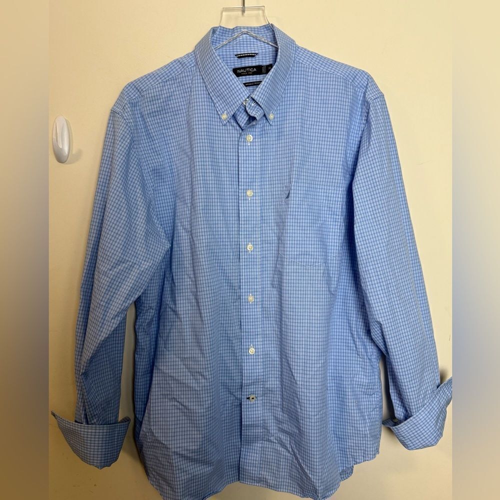 Nautica Mens Button Down Dress Shirt Wrinkle Resistant Slimmer Fit XL